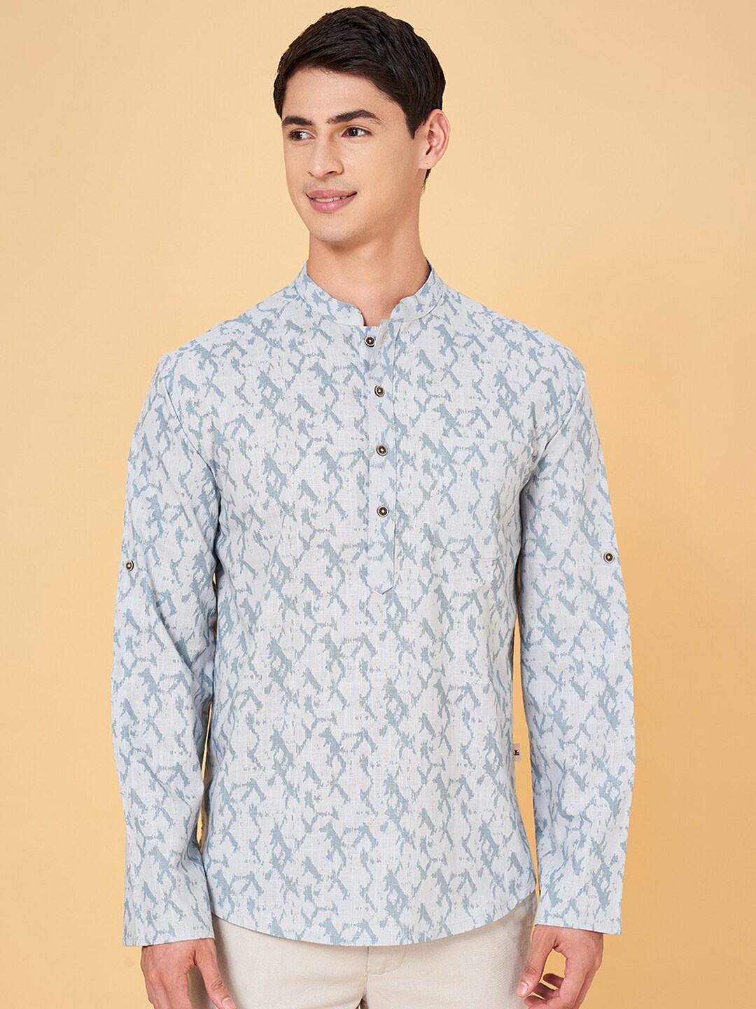 

indus route by Pantaloons Men Quirky Thread Work Pathani Kurta, Blue