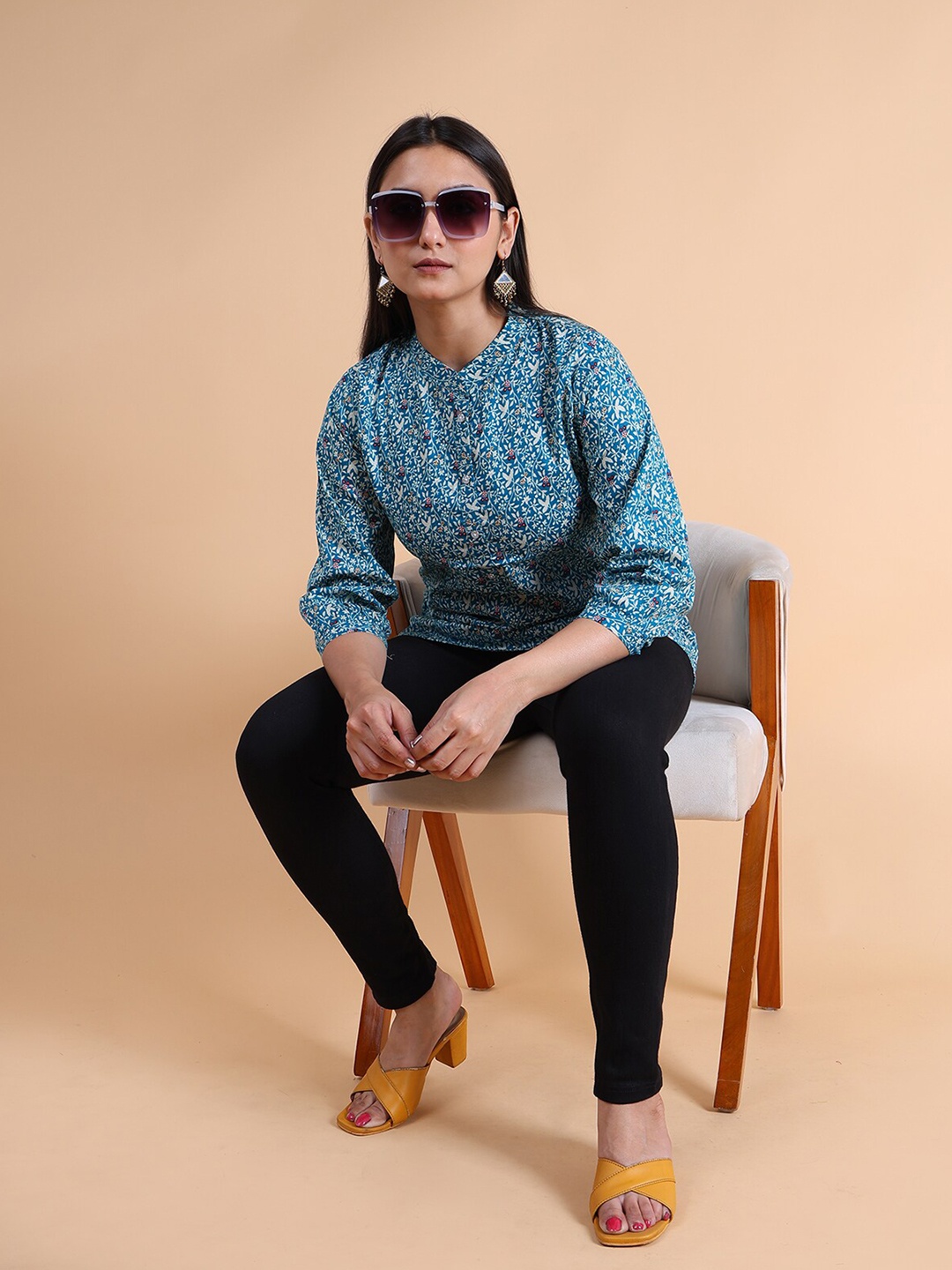

GRANTH FASHION Women Floral Printed Blouson Top, Green