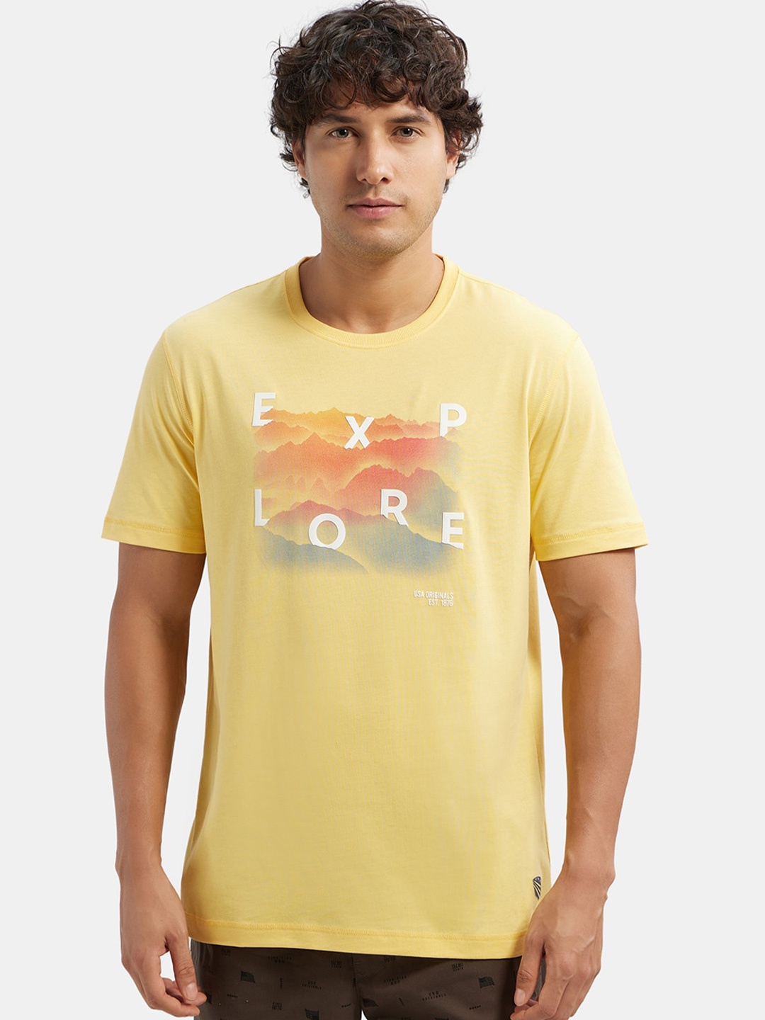

Jockey Men Typography Printed T-shirt, Yellow