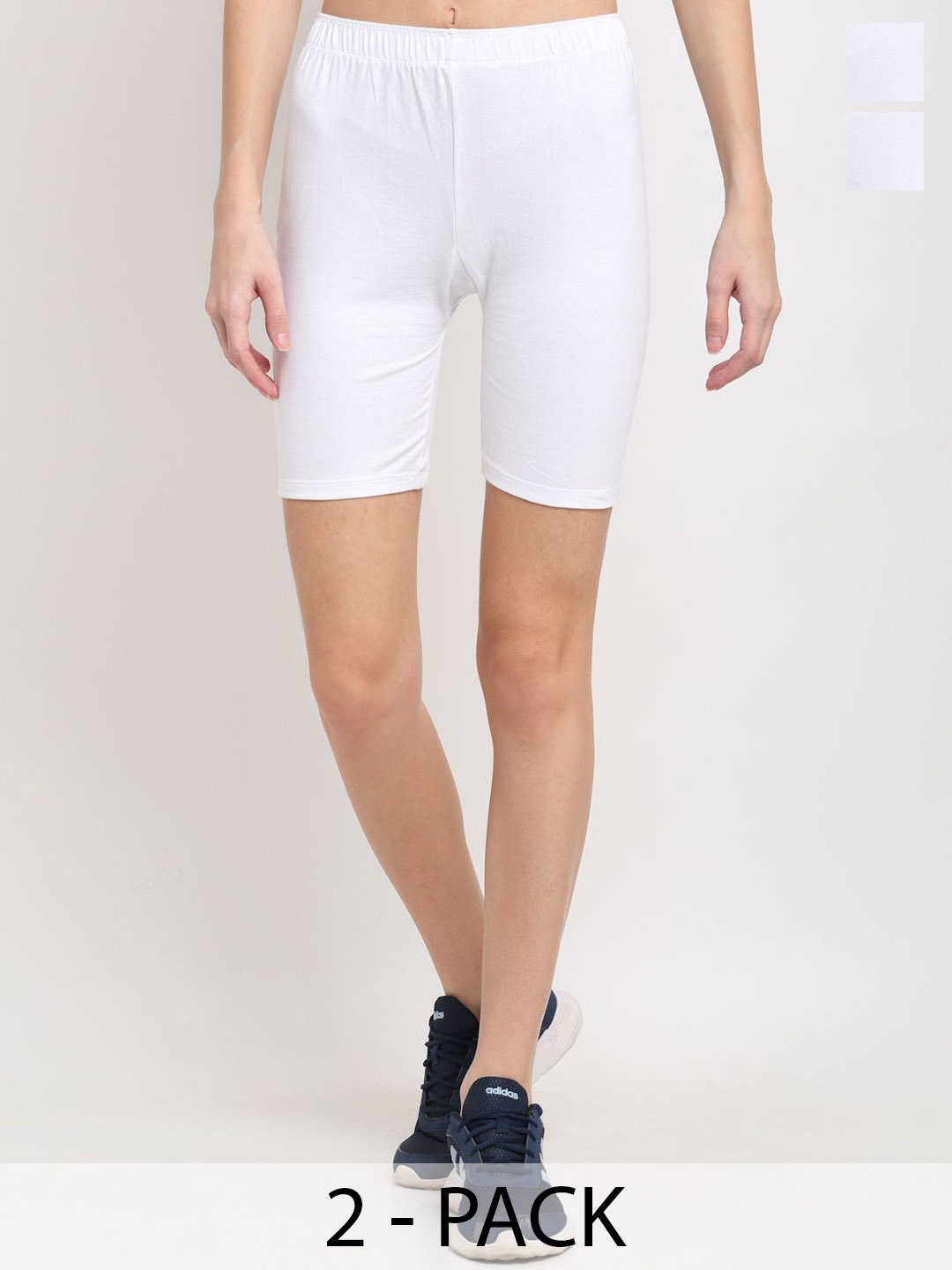 

Miaz Lifestyle Pack Of 2 Women Skinny Fit Sports Shorts, White