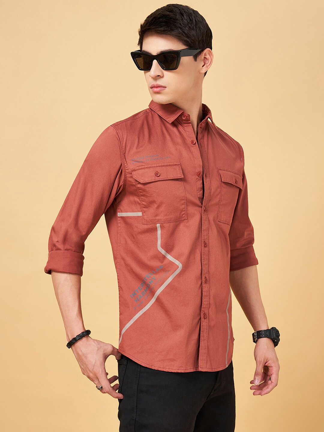 

SF JEANS by Pantaloons Men Slim Fit Opaque Casual Shirt, Brown