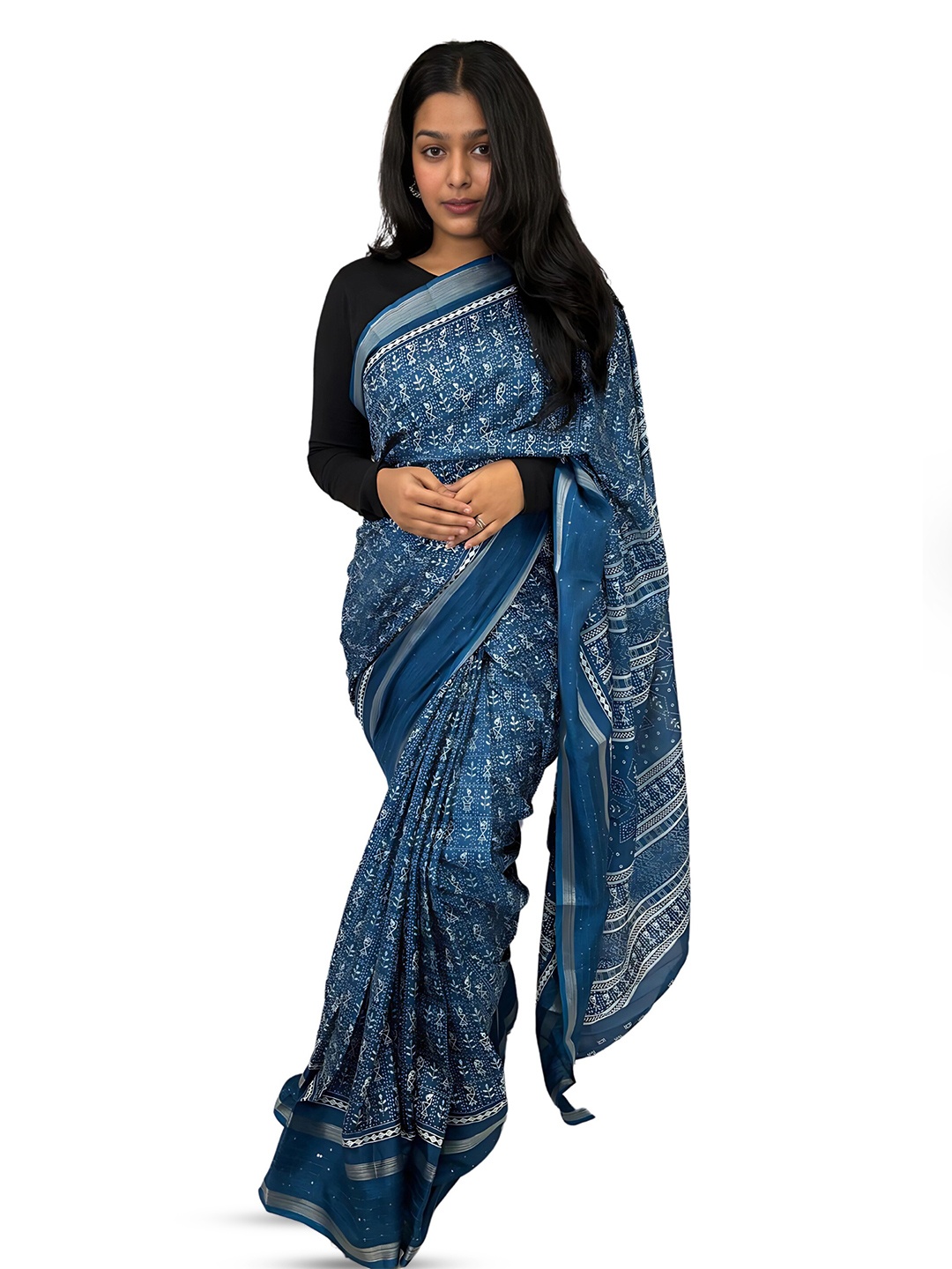 

Sitanjali Floral Chanderi Saree, Sea green