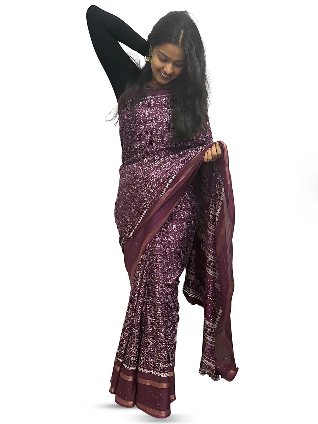 

Sitanjali Warli Zari Chanderi Saree, Purple