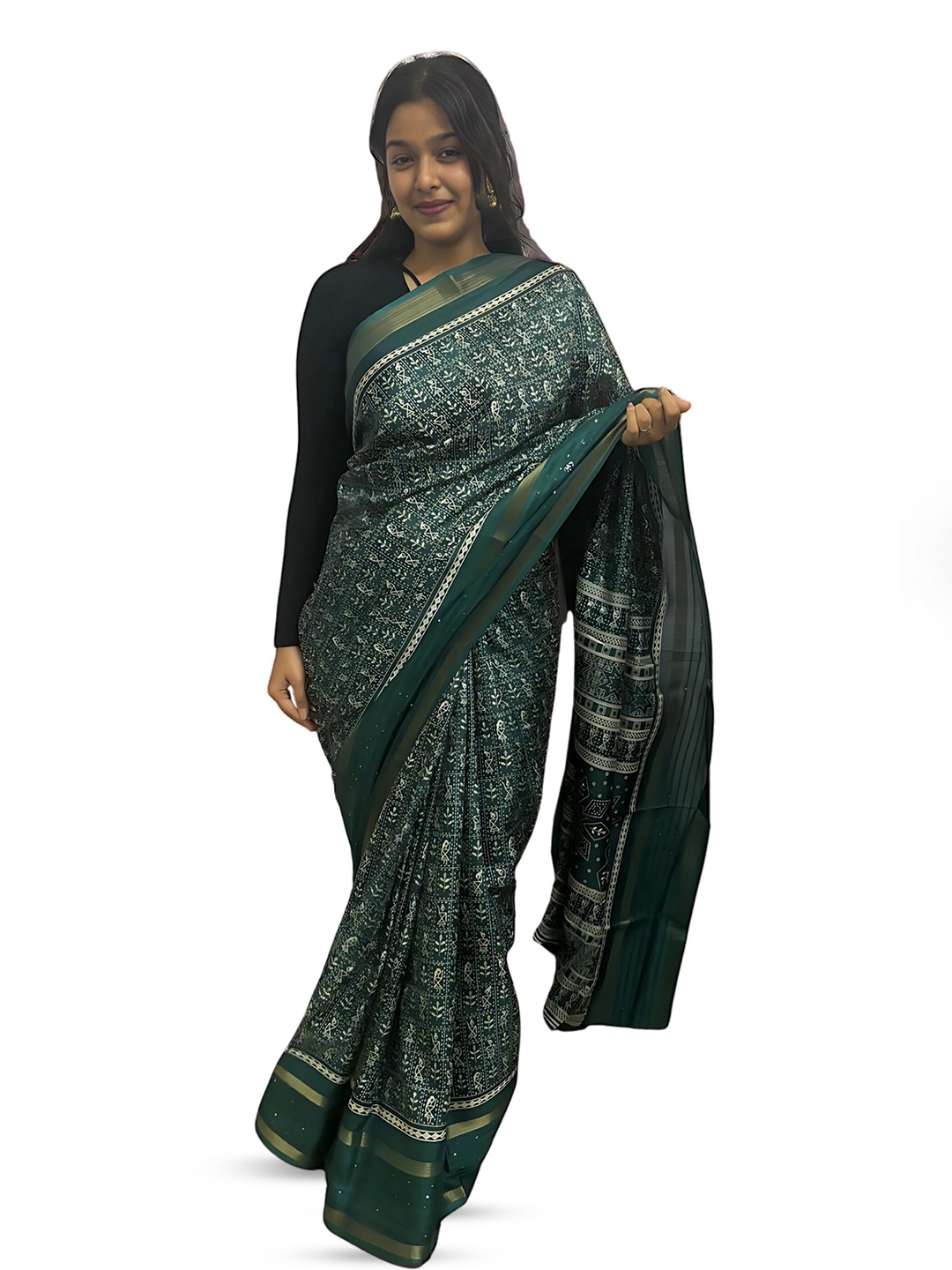 

Sitanjali Warli Zari Chanderi Saree, Green