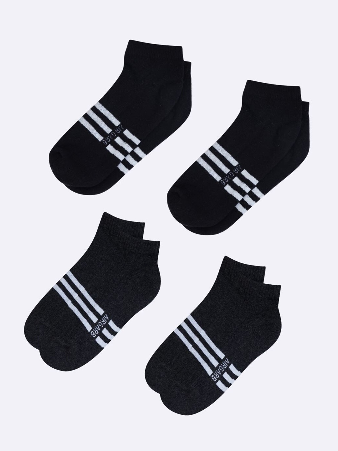 

AIR GARB Pack Of 4 Striped Ankle Length Socks, Black