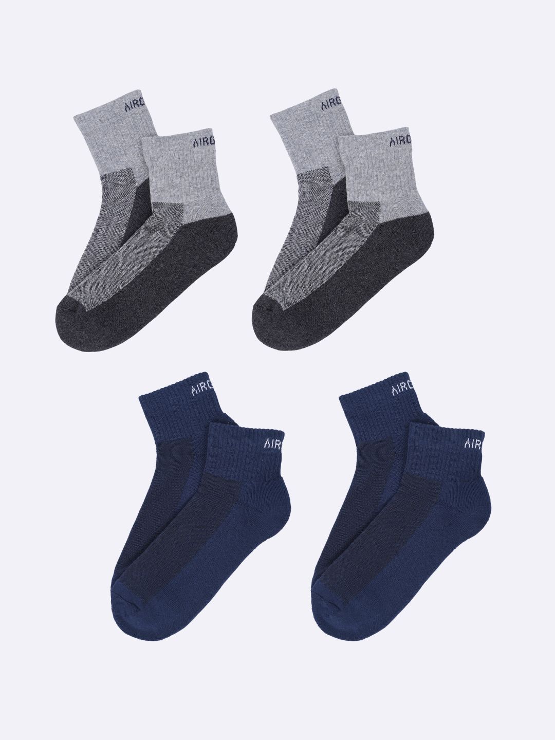 

AIR GARB Pack Of 4 Patterned Ankle-Length Socks, Grey