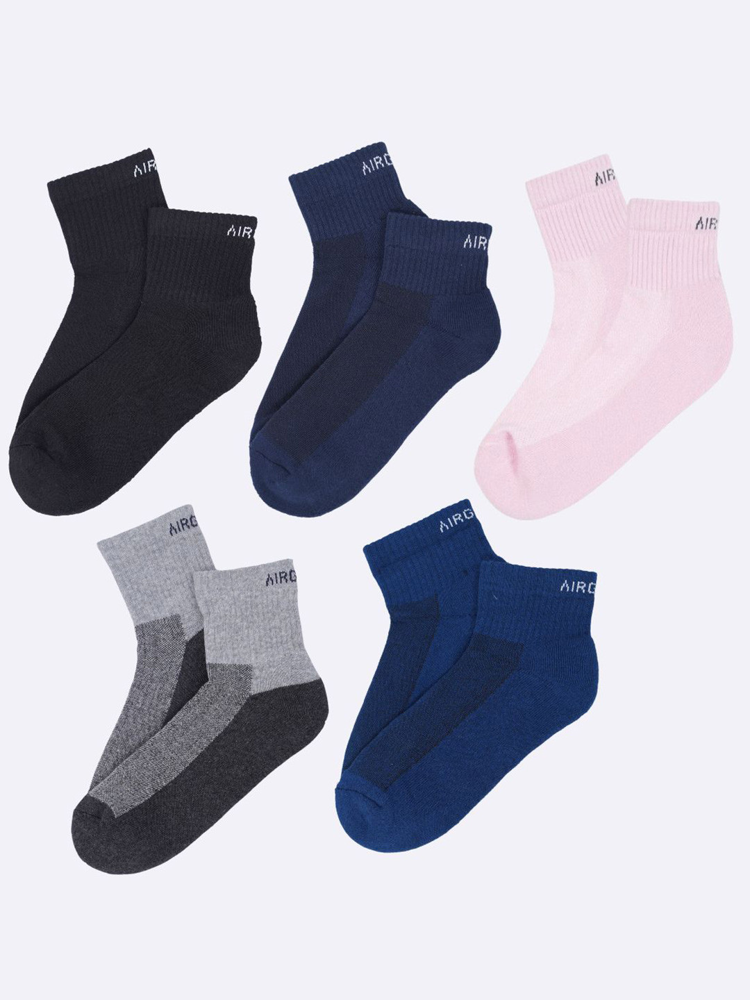 

AIR GARB Pack Of 5 Ankle Length Socks, Grey