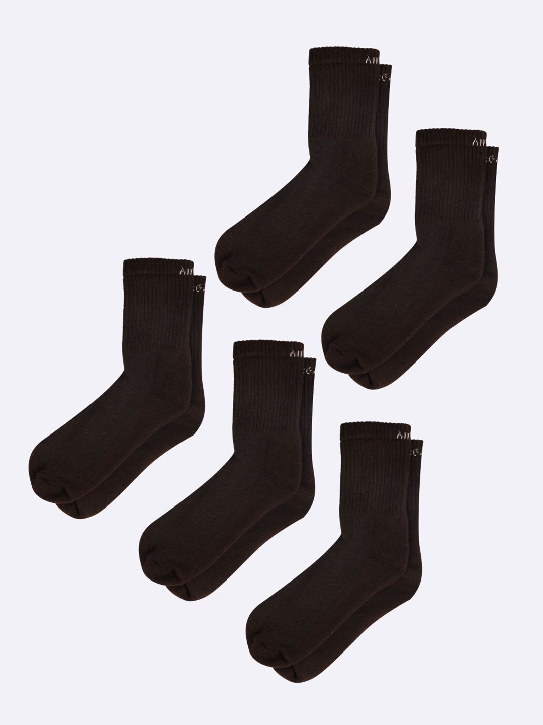

AIR GARB Pack Of 5 Comfortable Cushioning & Breathable Design Crew Socks, Brown