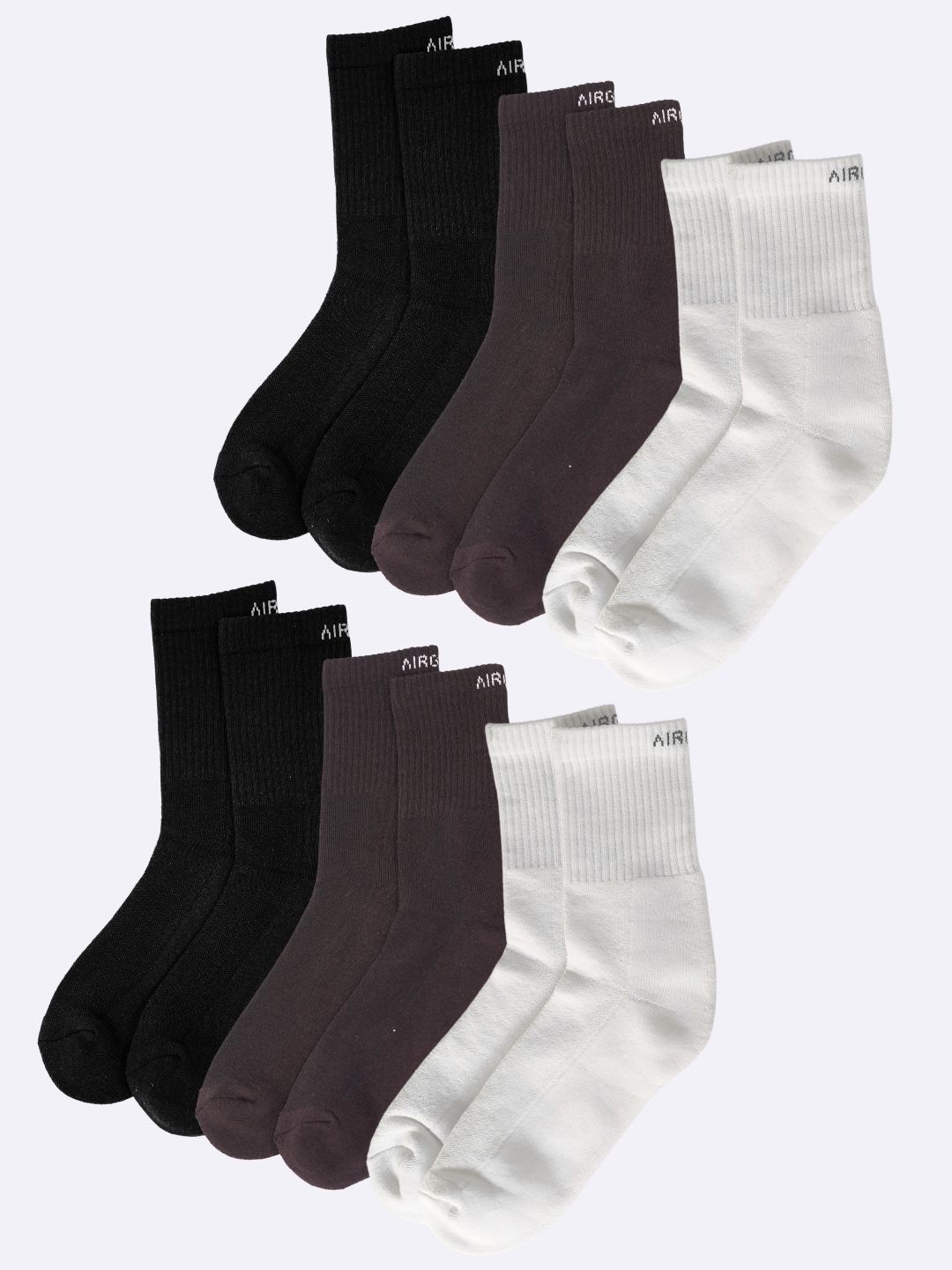 

AIR GARB Pack Of 4 Cotton Calf-Length Socks, Black