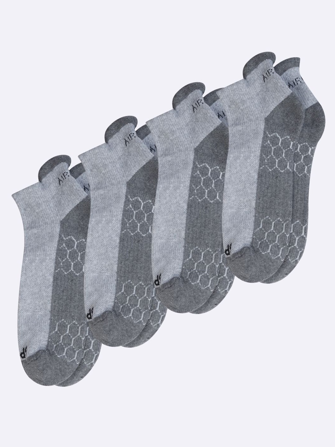 AIR GARB Pack Of 4 Comfortable Cushioning & Breathable Design Ankle Socks, Grey