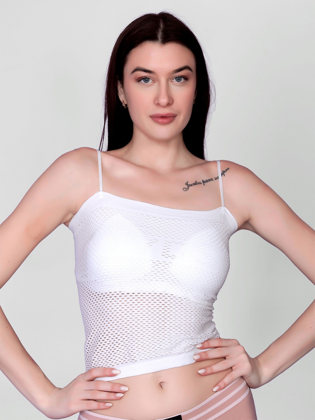 

Flenzy Women Full Coverage Lightly Padded Self Design Solid Camisole Bra, White