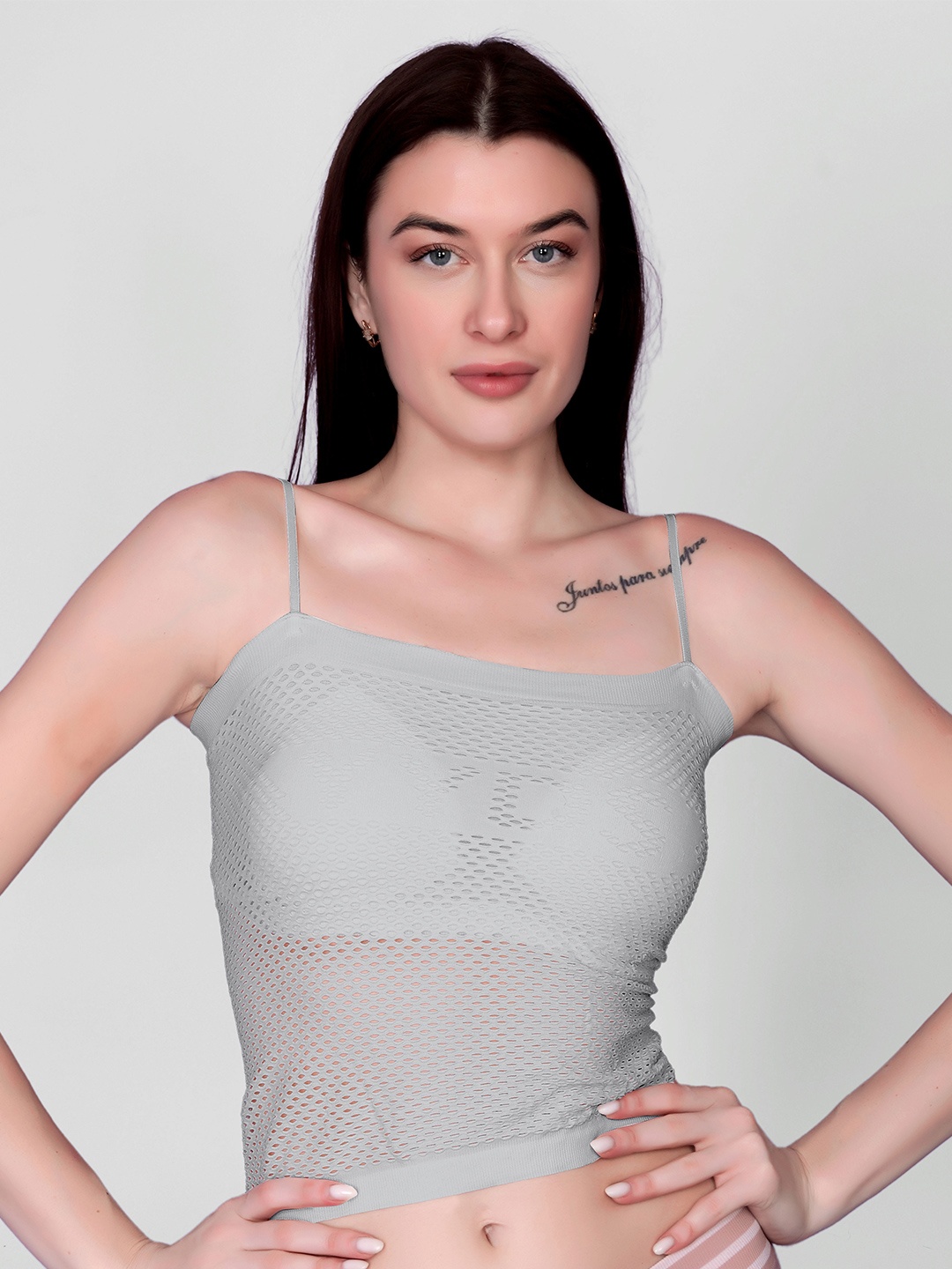 

Flenzy Full Coverage Lightly Padded Camisole Bra With All Day Comfort, Grey