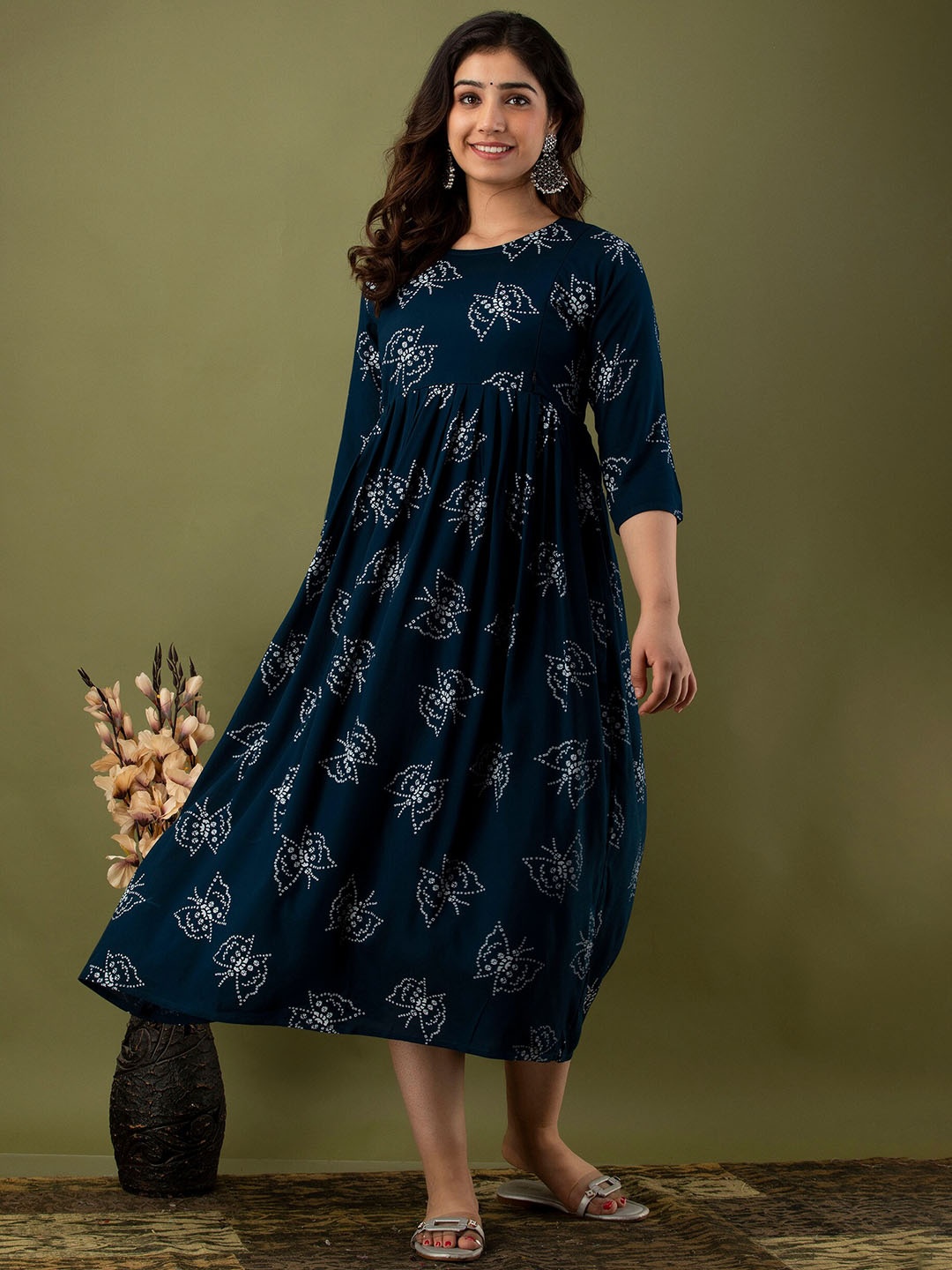 

Mialo fashion Maternity Printed Ethnic Dress, Blue
