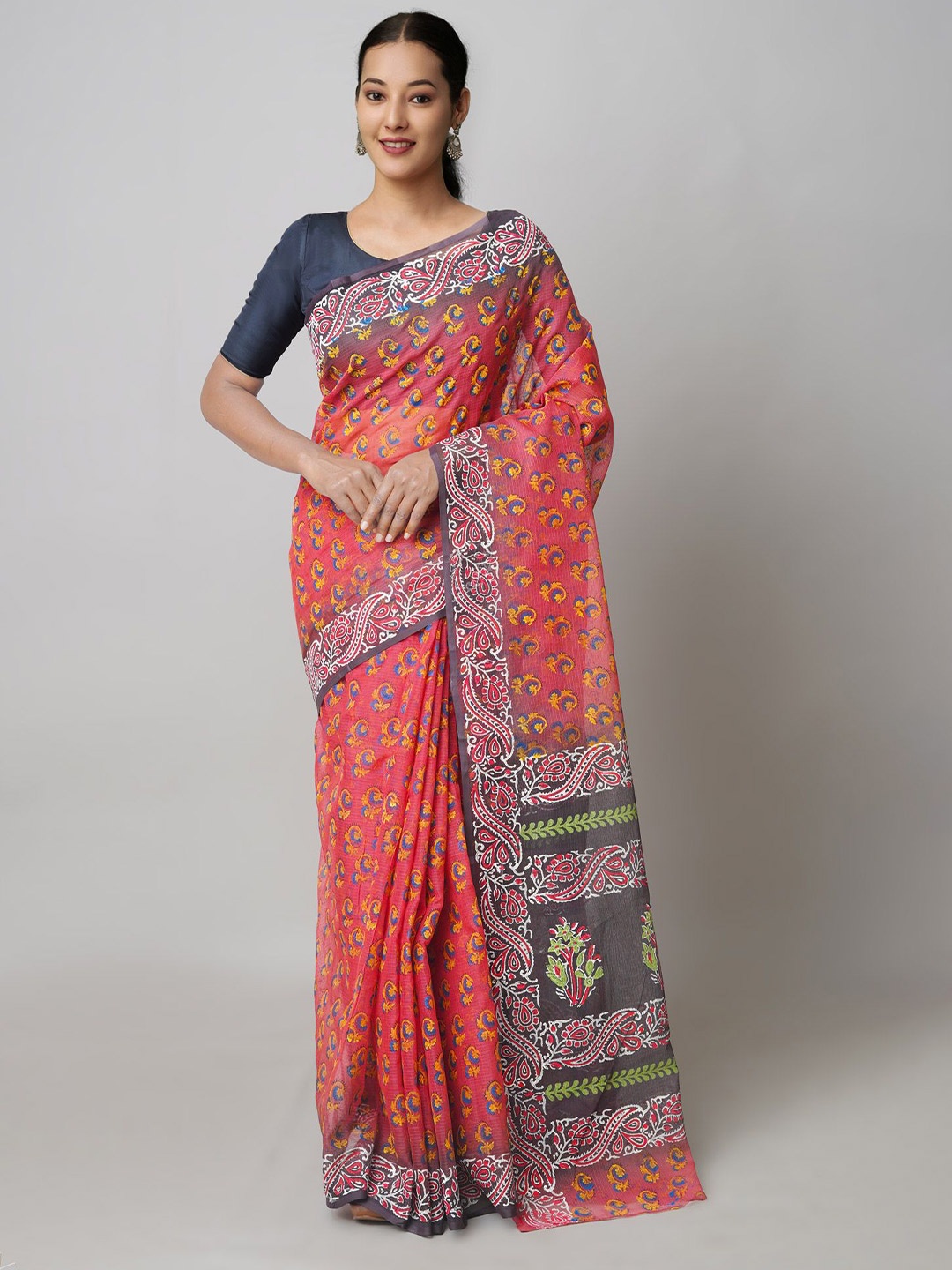 

Unnati Silks Ethnic Motifs Pure Cotton Handloom Kota Saree, Red