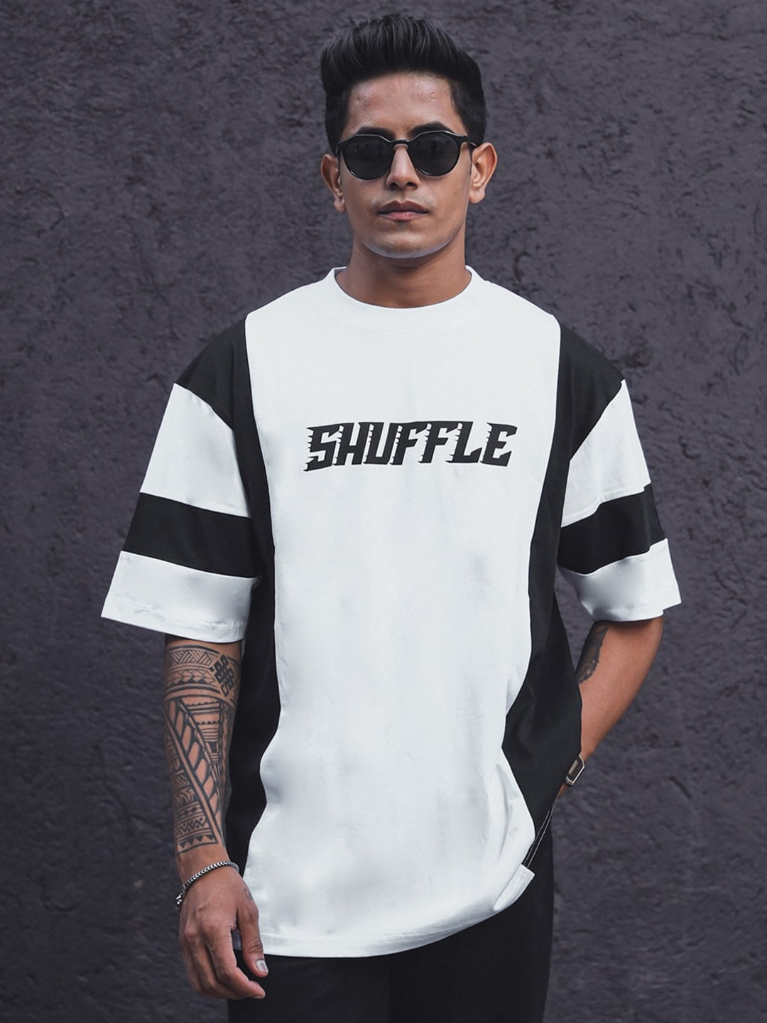

Powerlook Men Pure Cotton Typography Printed Applique T-shirt, White