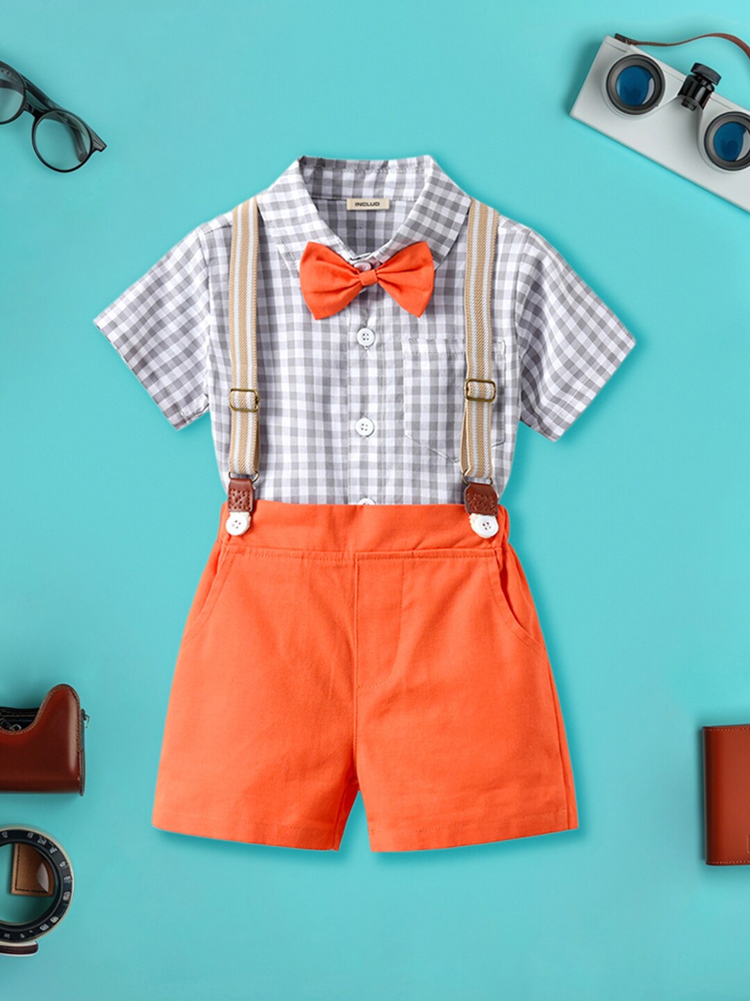 

INCLUD Boys Printed Shirt with Shorts, Orange