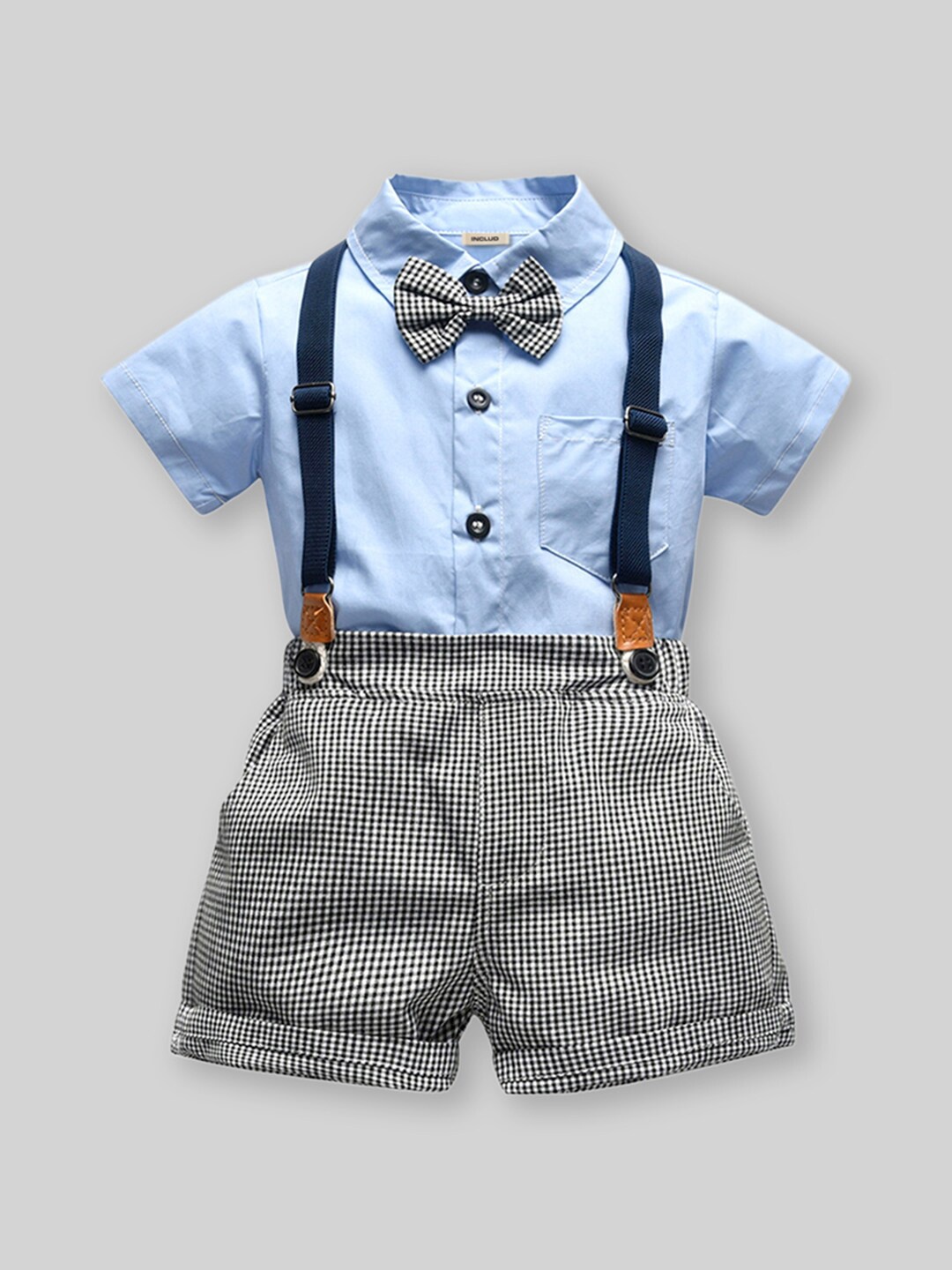 

INCLUD Boys Shirt with Shorts & Suspenders, Blue