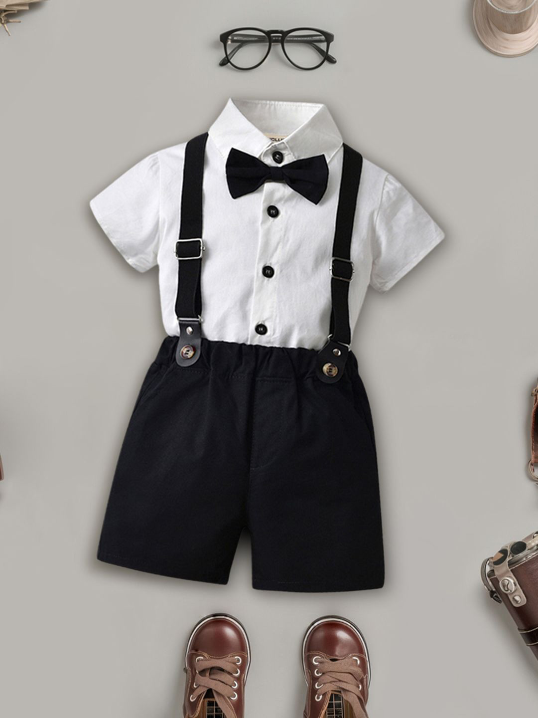 

INCLUD Boys Shirt with Shorts, White