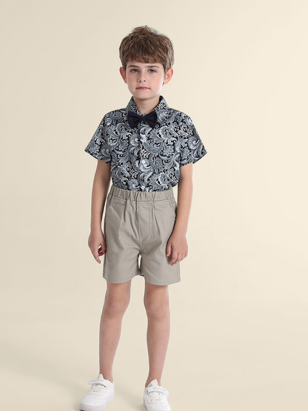 

INCLUD Boys Printed Shirt with Shorts, Black