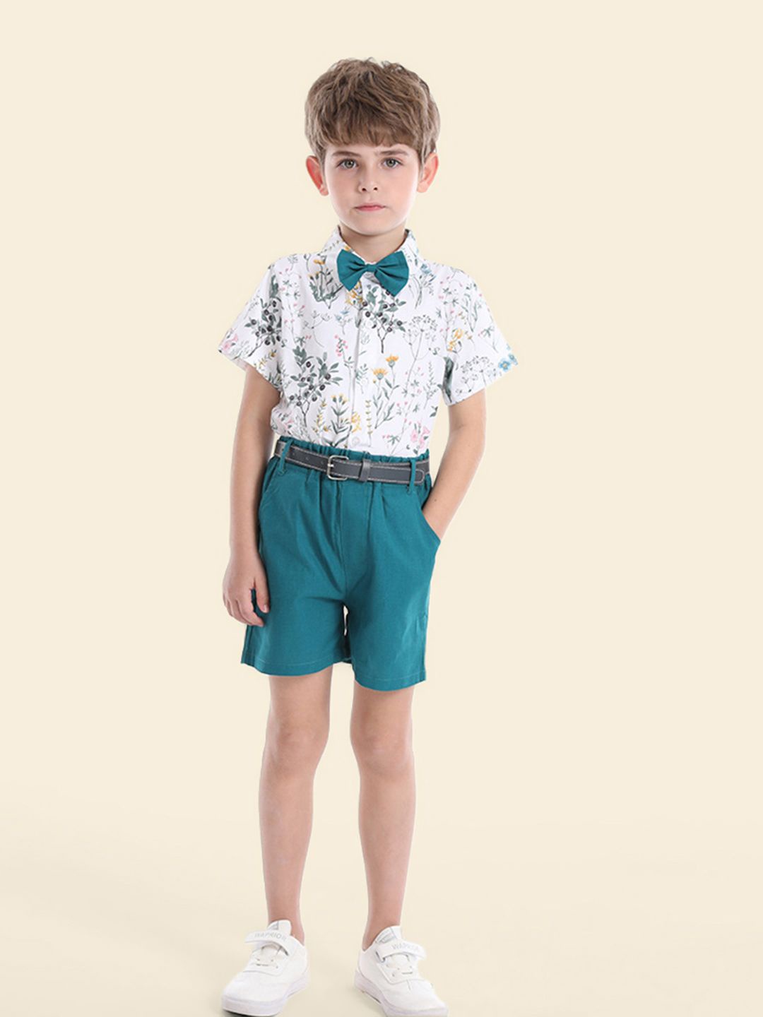

INCLUD Boys Printed Shirt with Shorts, White