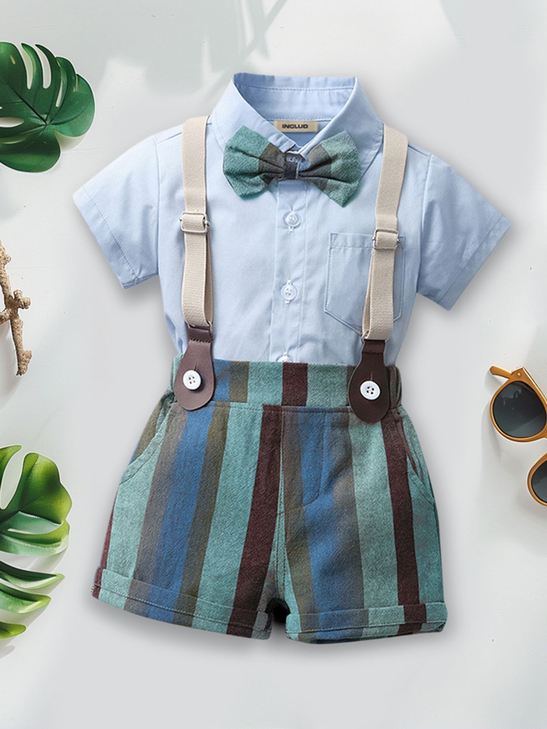 

INCLUD Boys Shirt with Shorts, Blue