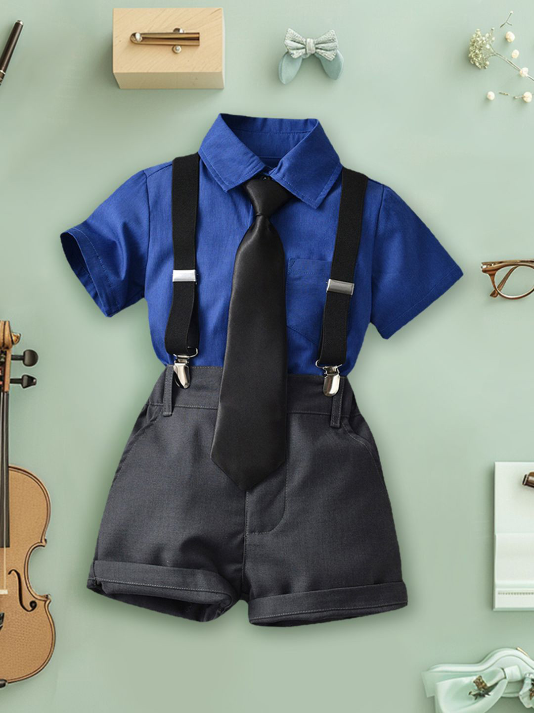 

INCLUD Boys Shirt with Shorts, Blue
