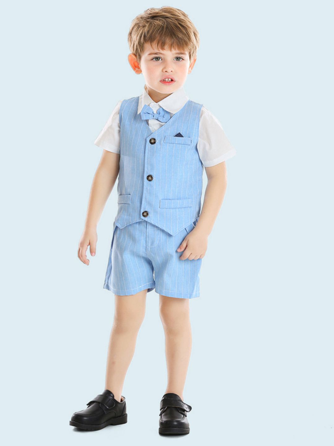 

INCLUD Boys Striped Shirt with Shorts, Blue