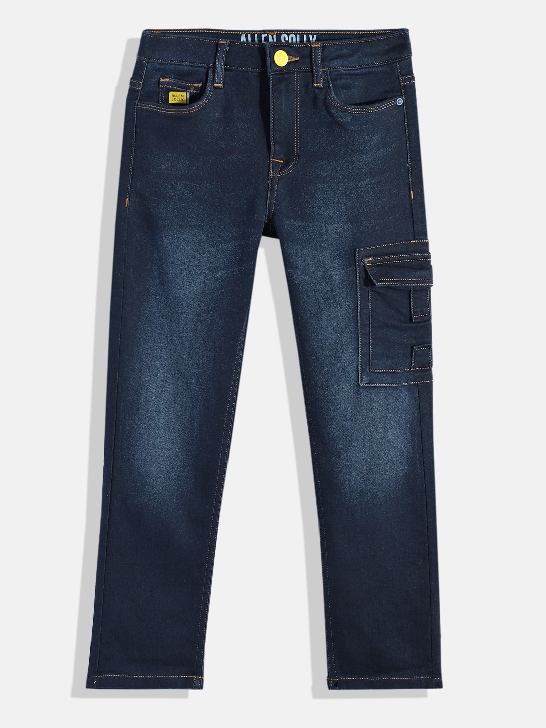 

Allen Solly Junior Boys Slim Fit Light Fade Stretchable Cargo Style Jeans, Blue