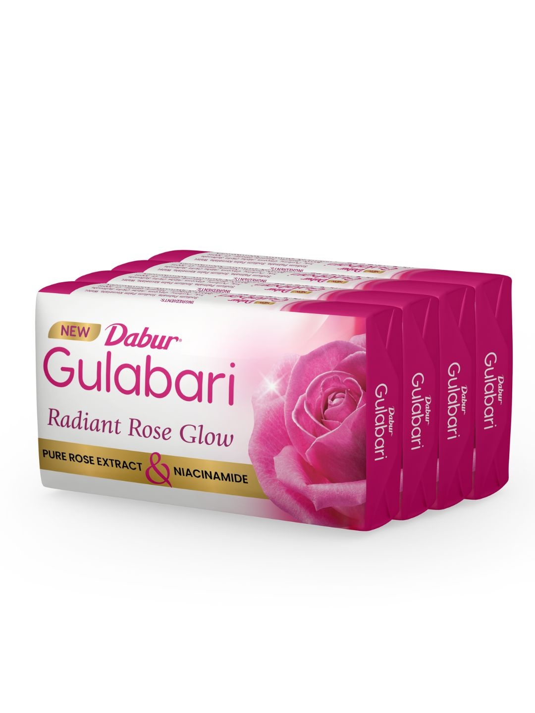

Dabur Set of 4 Gulabari Radiant Rose Glow Soap with Niacinamide - 150 g each, Pink