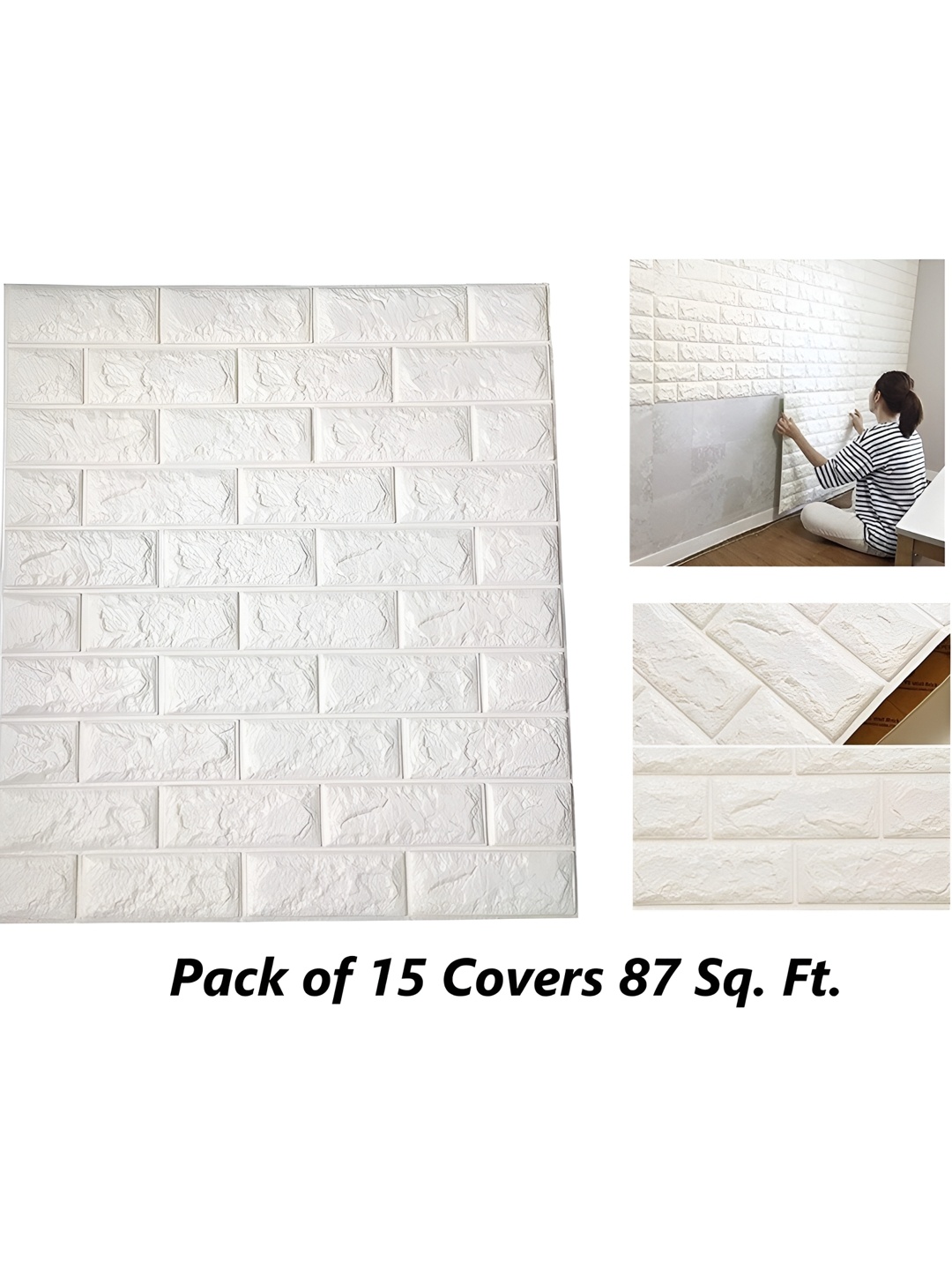 

Aura White 3D Brick Waterproof Wallpaper