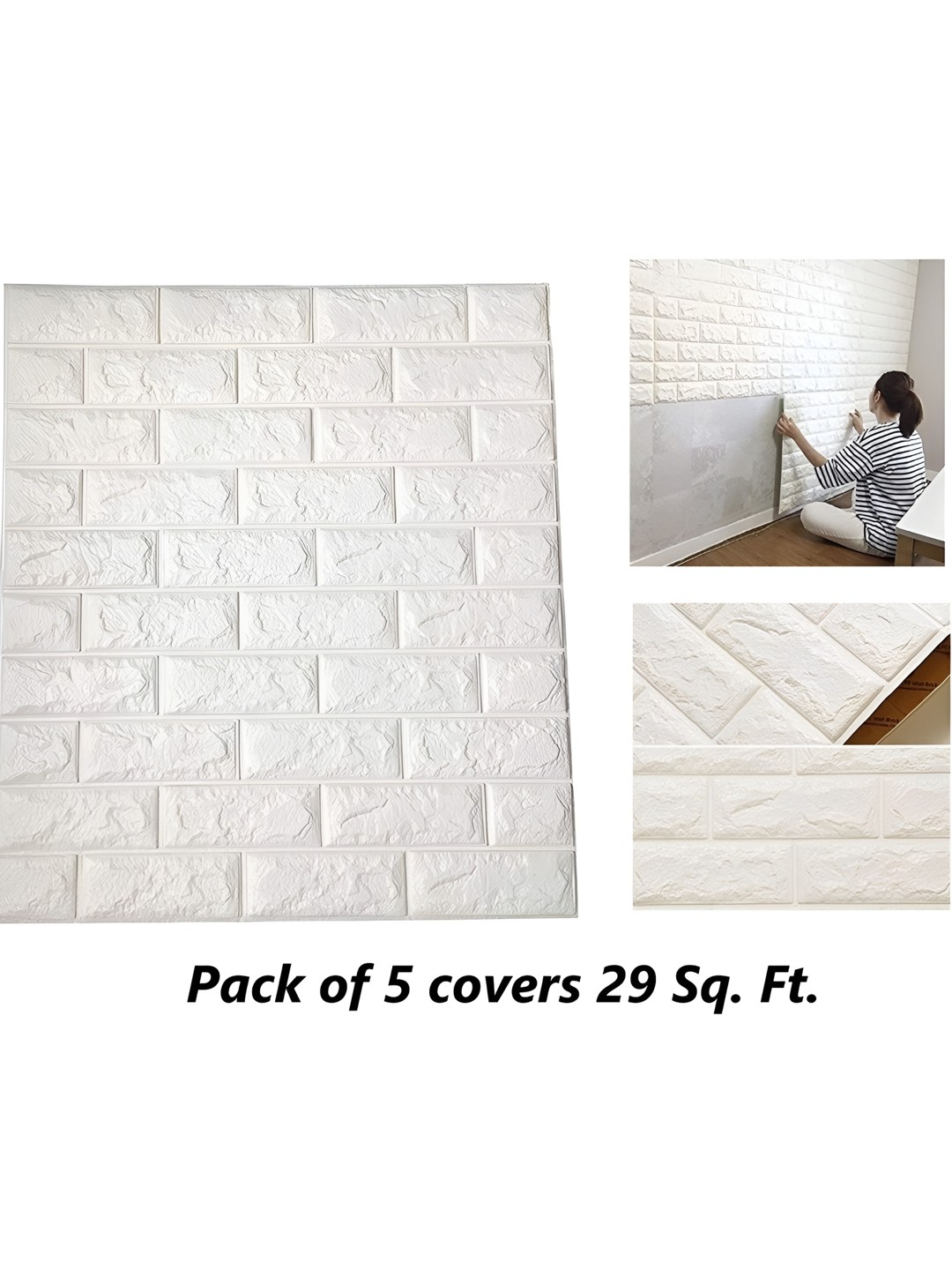 

Aura White 3D Brick Waterproof Wallpaper