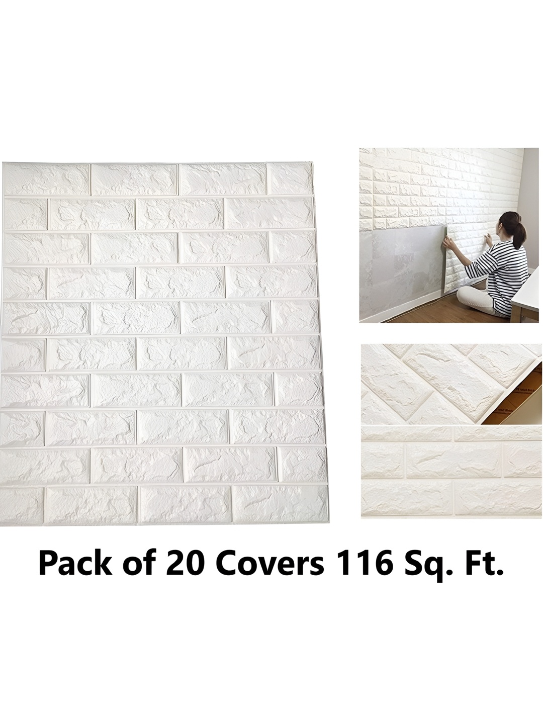 

Aura White 3D Brick Waterproof Wallpaper