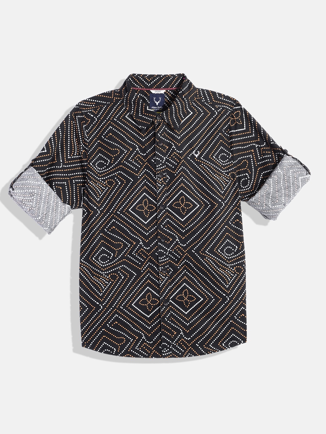 

Allen Solly Junior Boys Sport Geometric Printed Pure Cotton Casual Shirt, Black