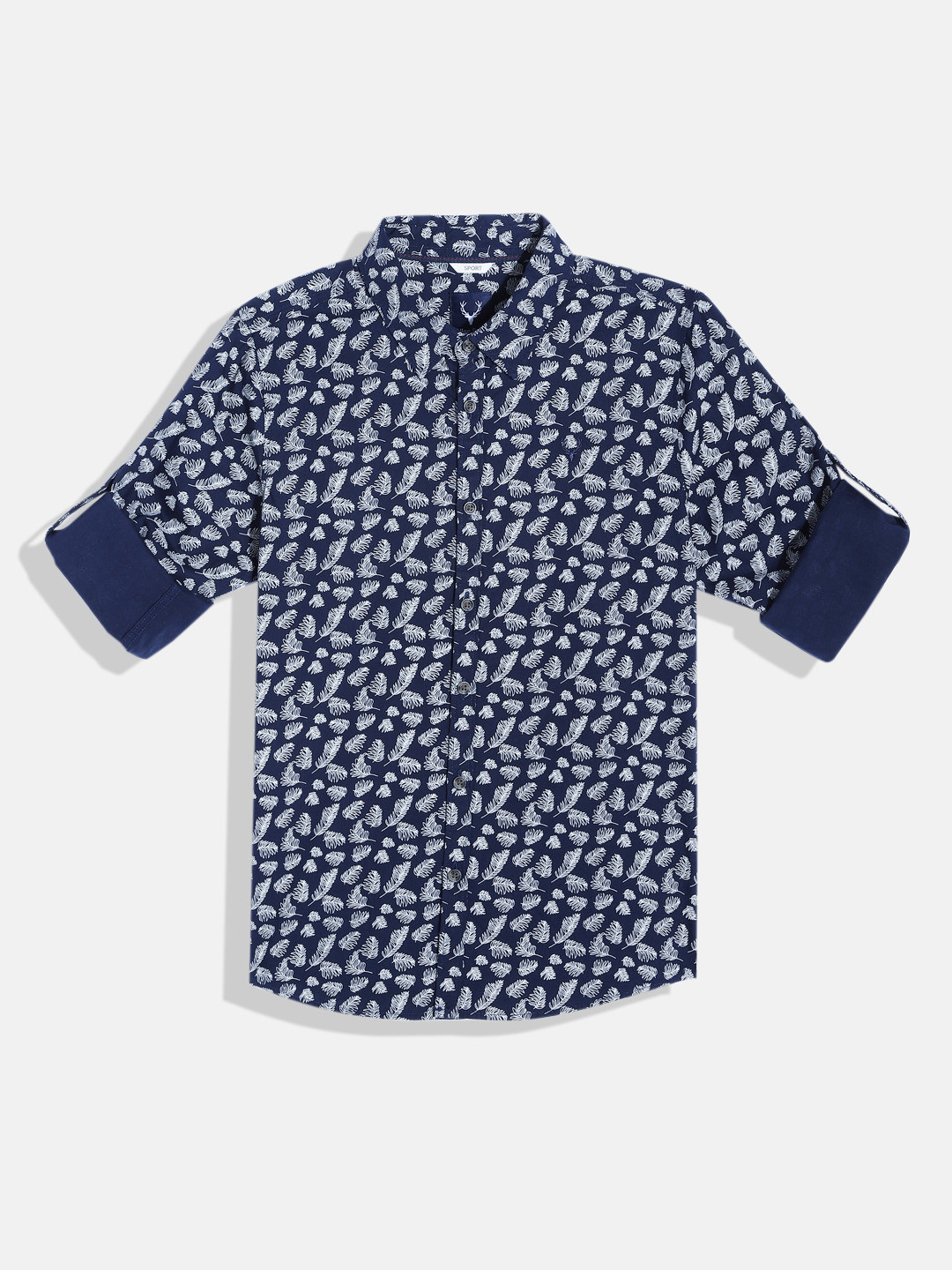 

Allen Solly Junior Spread Collar Conversational Printed Cotton Casual Shirt, Navy blue