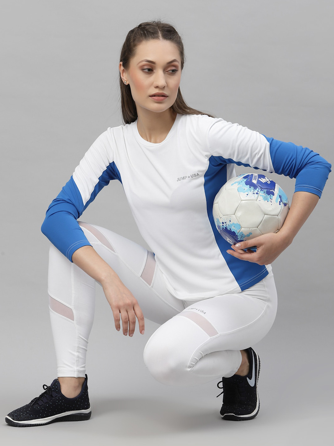 

JUMP USA Women Printed Pockets T-shirt, White
