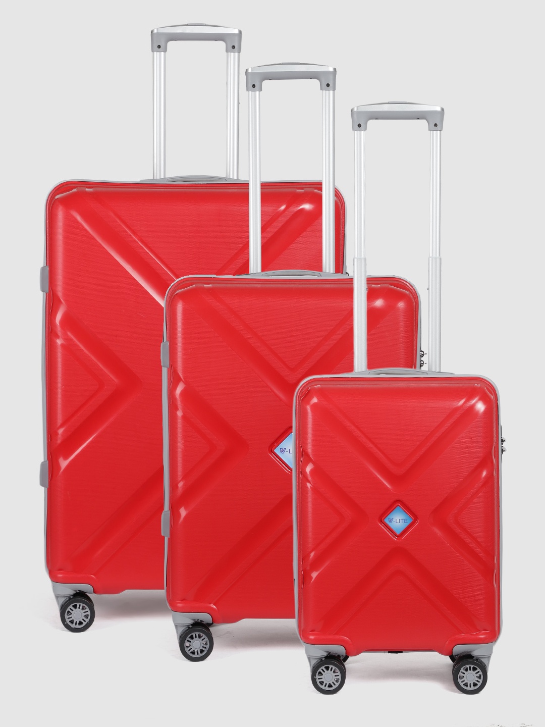 

V By Verage Set of 3 Glanza 360-Degree Rotation Hard-Sided Trolley Bags 243L, Red