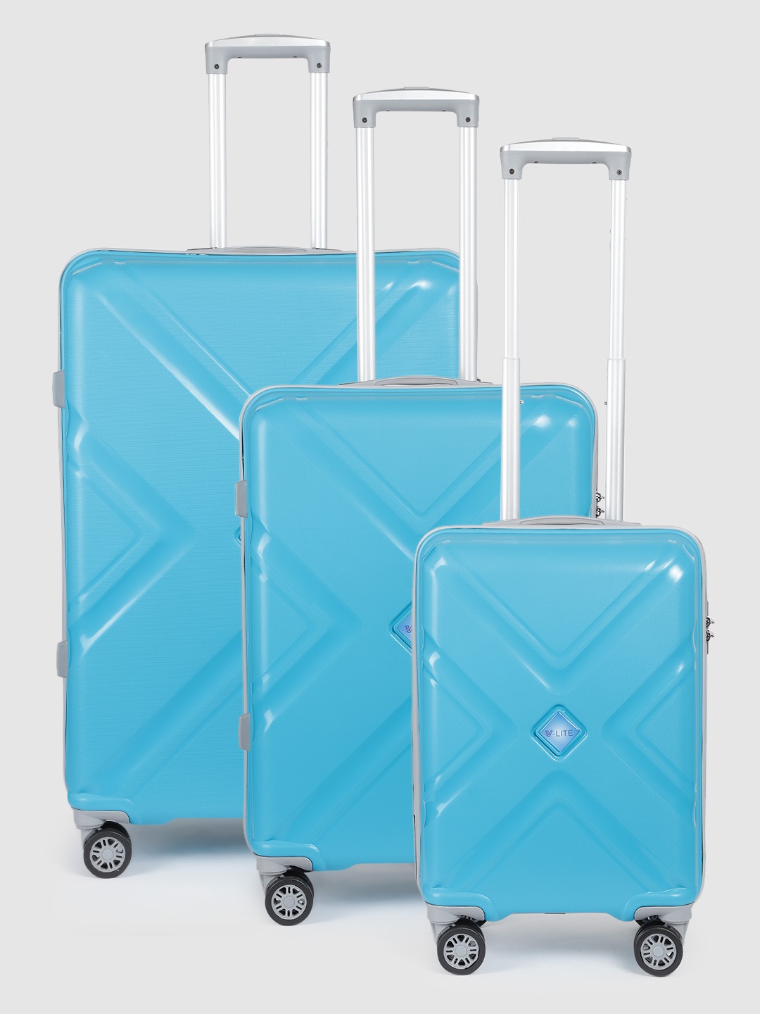 

V By Verage Set of 3 Glanza 360-Degree Rotation Hard-Sided Trolley Bags 243L, Turquoise blue