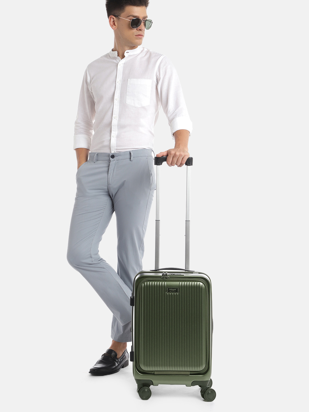 

VERAGE Alpha+ Textured Hard-Sided Cabin-Sized Trolley Bag 42L, Green