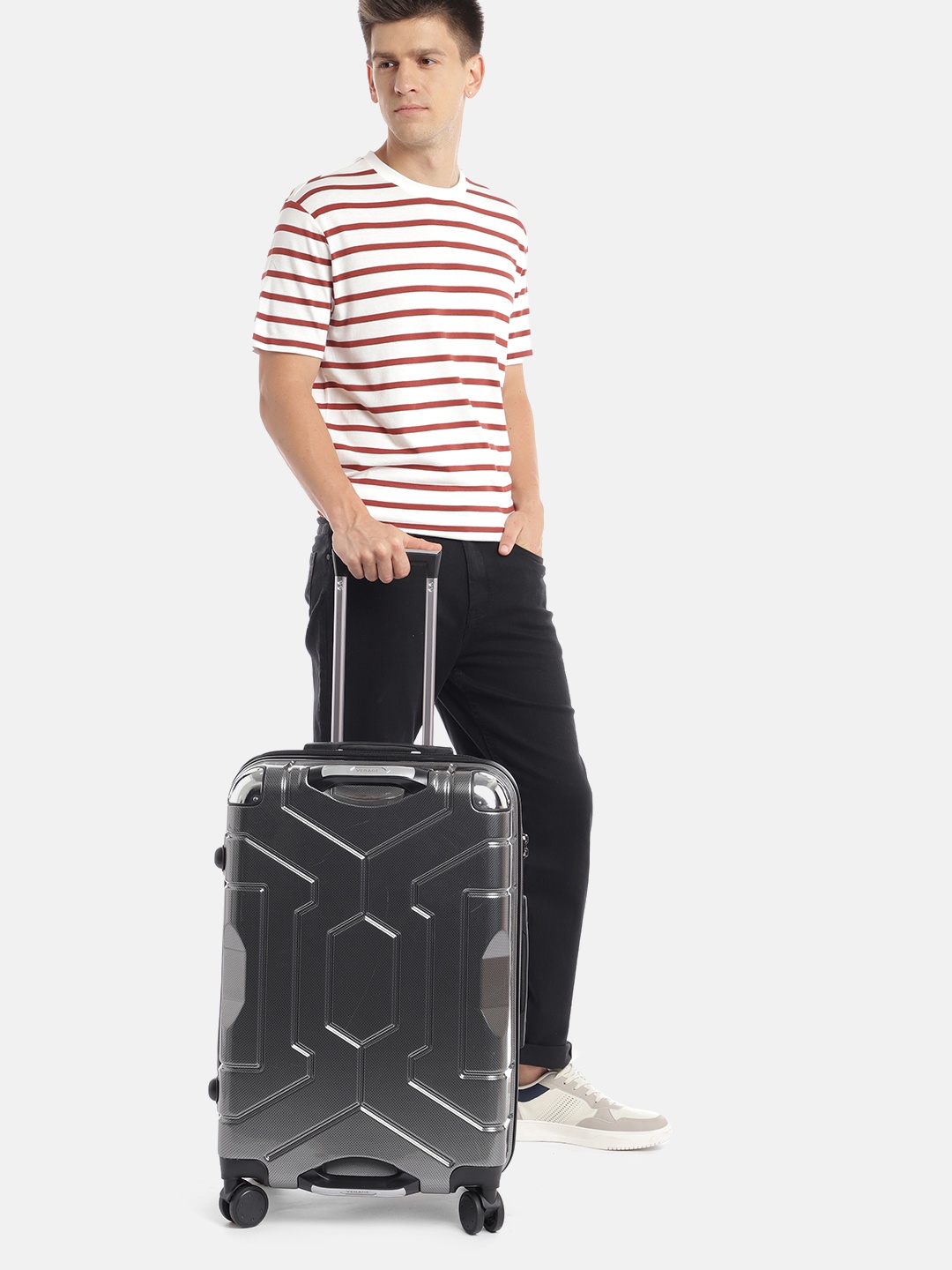 

VERAGE Textured Nova Hard-Sided Medium-Sized Check-In Trolley Bag 67 L, Grey
