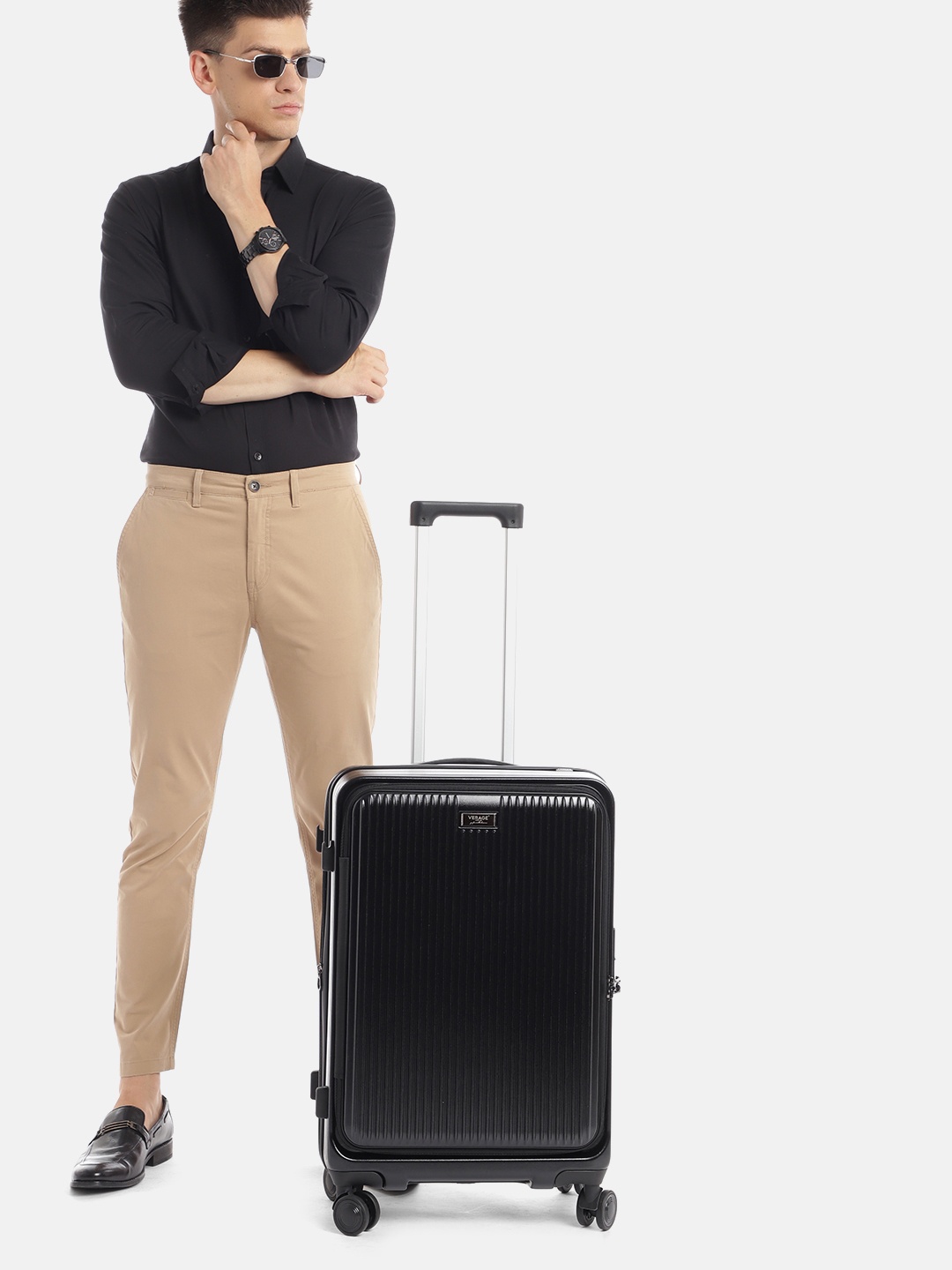 

VERAGE Alpha + Textured 360-Degree Rotation Hard-Sided Medium-Sized Trolley Bag 67L, Black