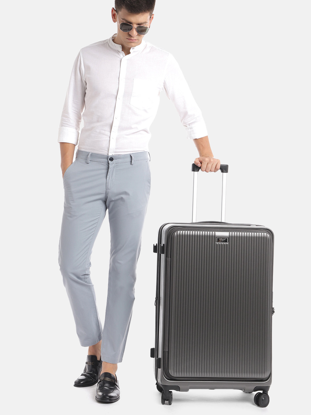 

VERAGE Alpha + Textured 360-Degree Rotation Hard-Sided Large-Sized Trolley Bag 103L, Grey