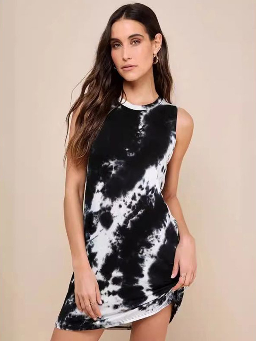 

StyleCast x Revolte Tie and Dye Print Sheath Dress, Black