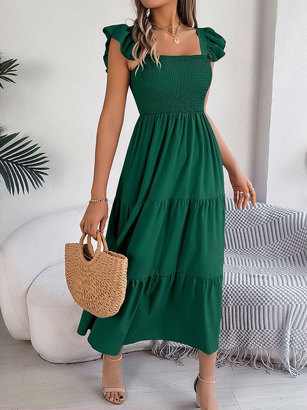 

StyleCast x Revolte Women Layered Maxi Dress, Green