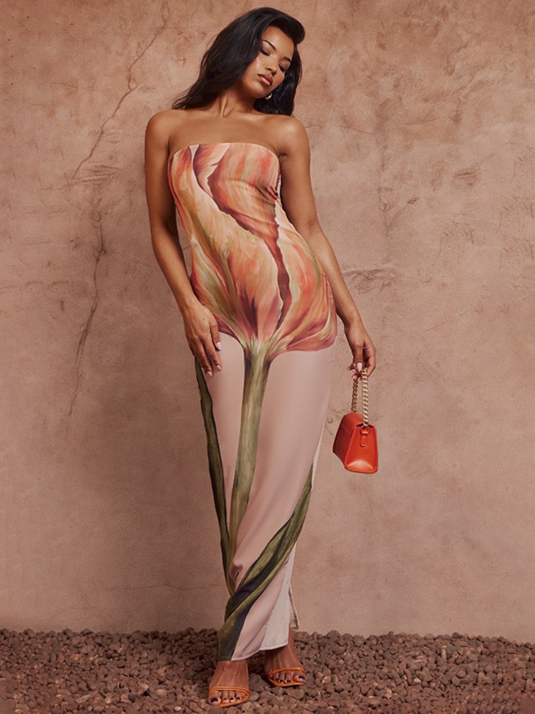

StyleCast x Revolte Print Strapless Maxi Dress, Pink