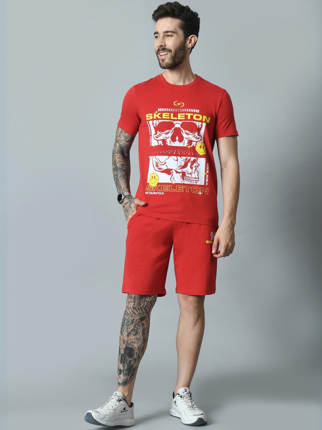 

STARFOX Men's Trending Cool T-Shirt & Shorts Co-Ord Set, Red