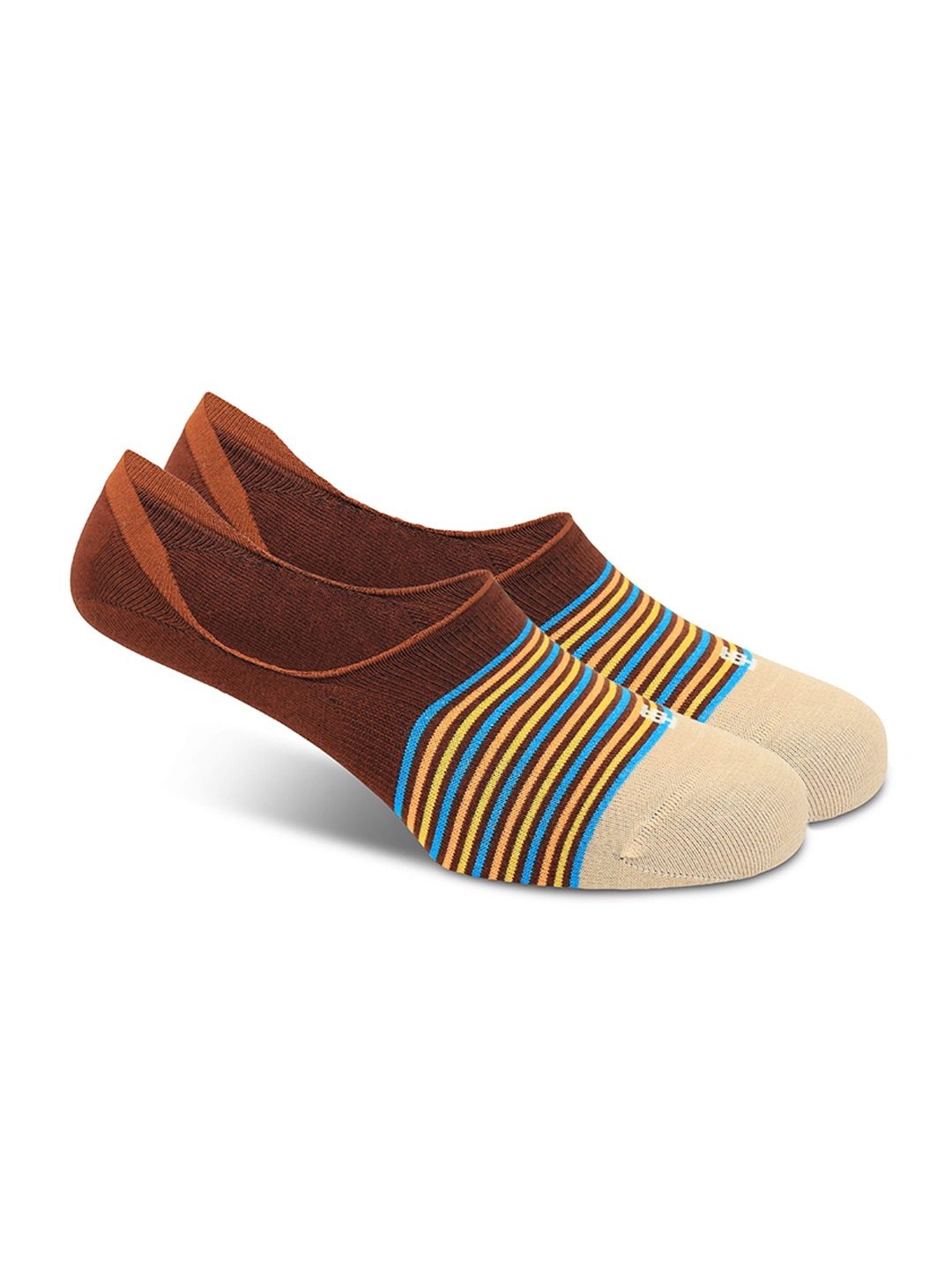

SockSoho Men Striped Shoe-Liners Socks, Brown