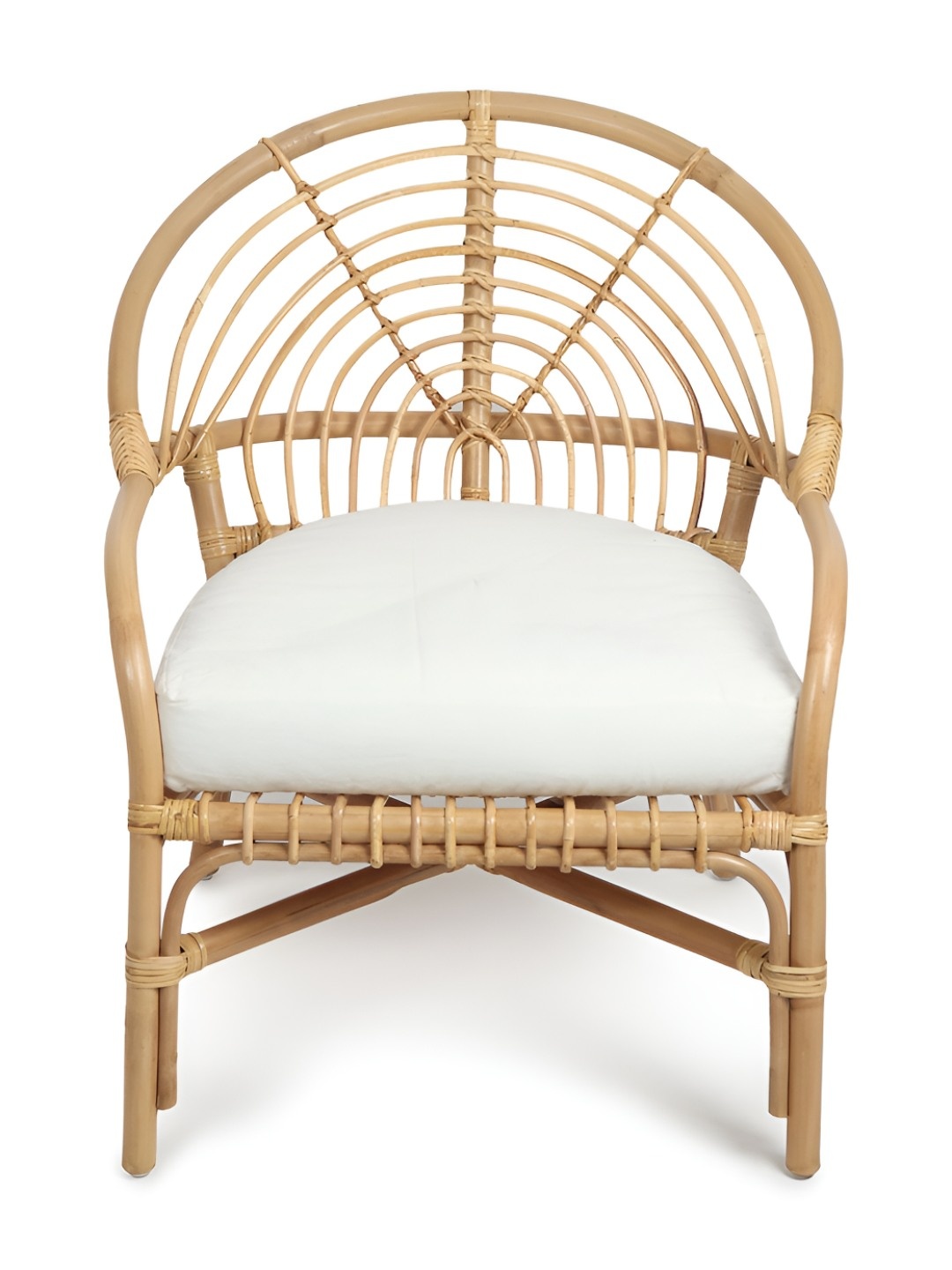 

HABERE INDIA Bali Accent Brown Bamboo Rattan Chair, White