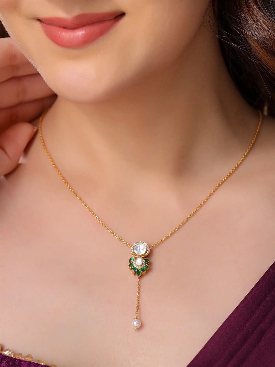 

Kicky And Perky Gold-Plated Floral Pendant with Chain