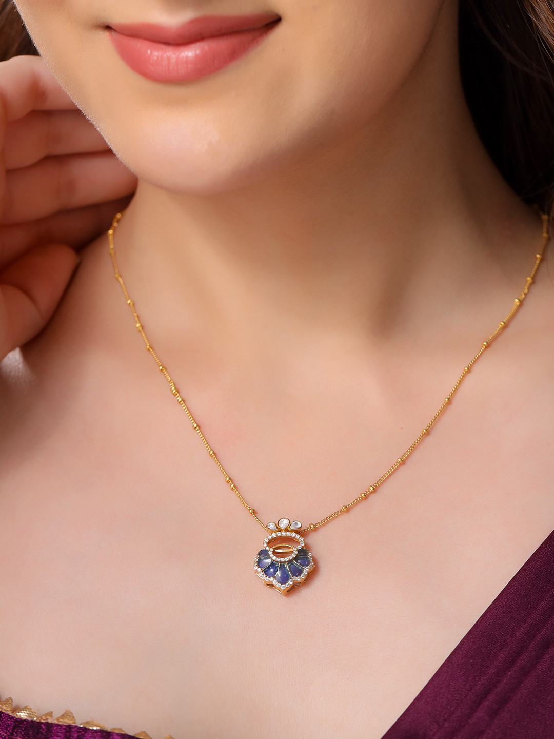 

Kicky And Perky Women Gold-Plated Floral Pendants with Chains