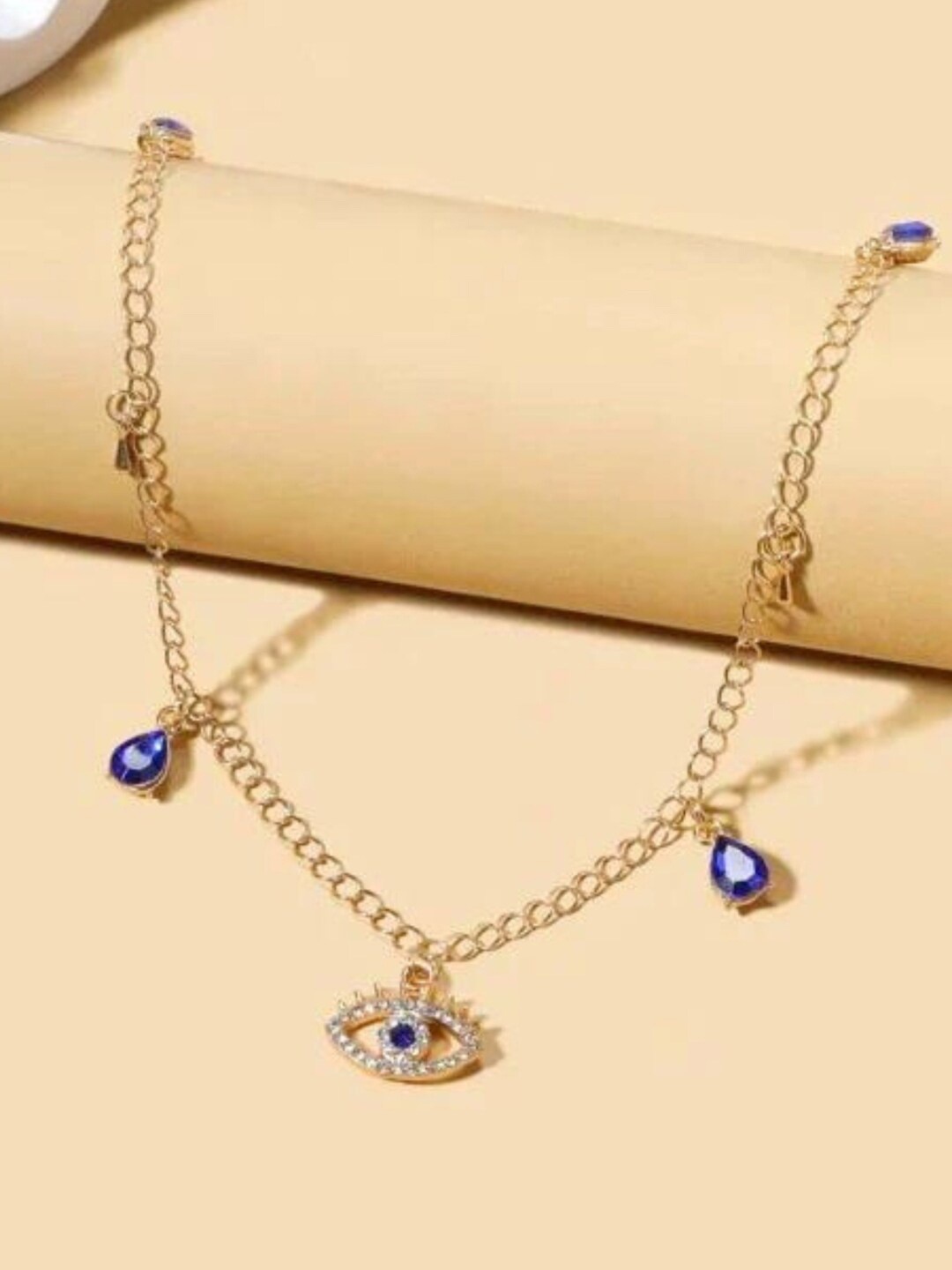 

SALVE Women Evil Eye Zirconia Studded Gold Choker Necklace